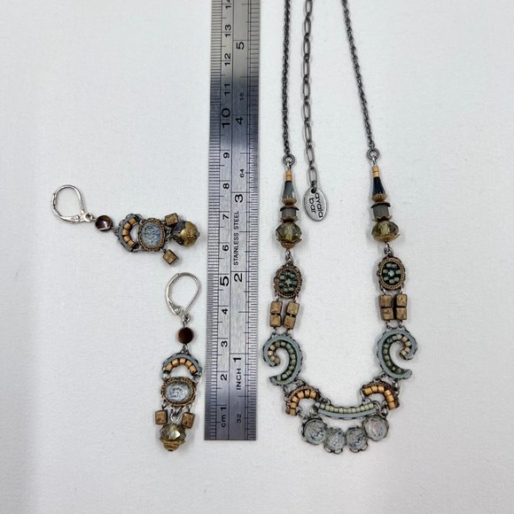 💖HP💖 Ayala Bar - Absolutely Stunning Green, Blue, & Copper Earring & Necklace - Picture 6 of 7